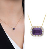 14k Gold | Amethyst Baguette Cut Necklace