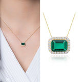 14k Gold | Emerald Baguette Cut Necklace