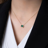 14k Gold | Emerald Baguette Cut Necklace