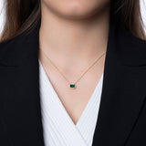 14k Gold | Emerald Baguette Cut Necklace