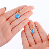 14k Gold | Minimalist Blue Opal Dangle Earrings