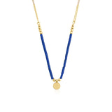 14k Gold | Lapis Lazuli Natural Stone Necklace with Coin Charm