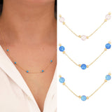 14k Gold | Dark Blue Opal Round Beaded Necklace