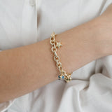 14K Gold Chain Evil Eye Bracelet | Heart Charm Chain Jewelry, Good Luck Bracelet, Star Charm Bracelet, Thick Chain Bracelet, Graduation Gift