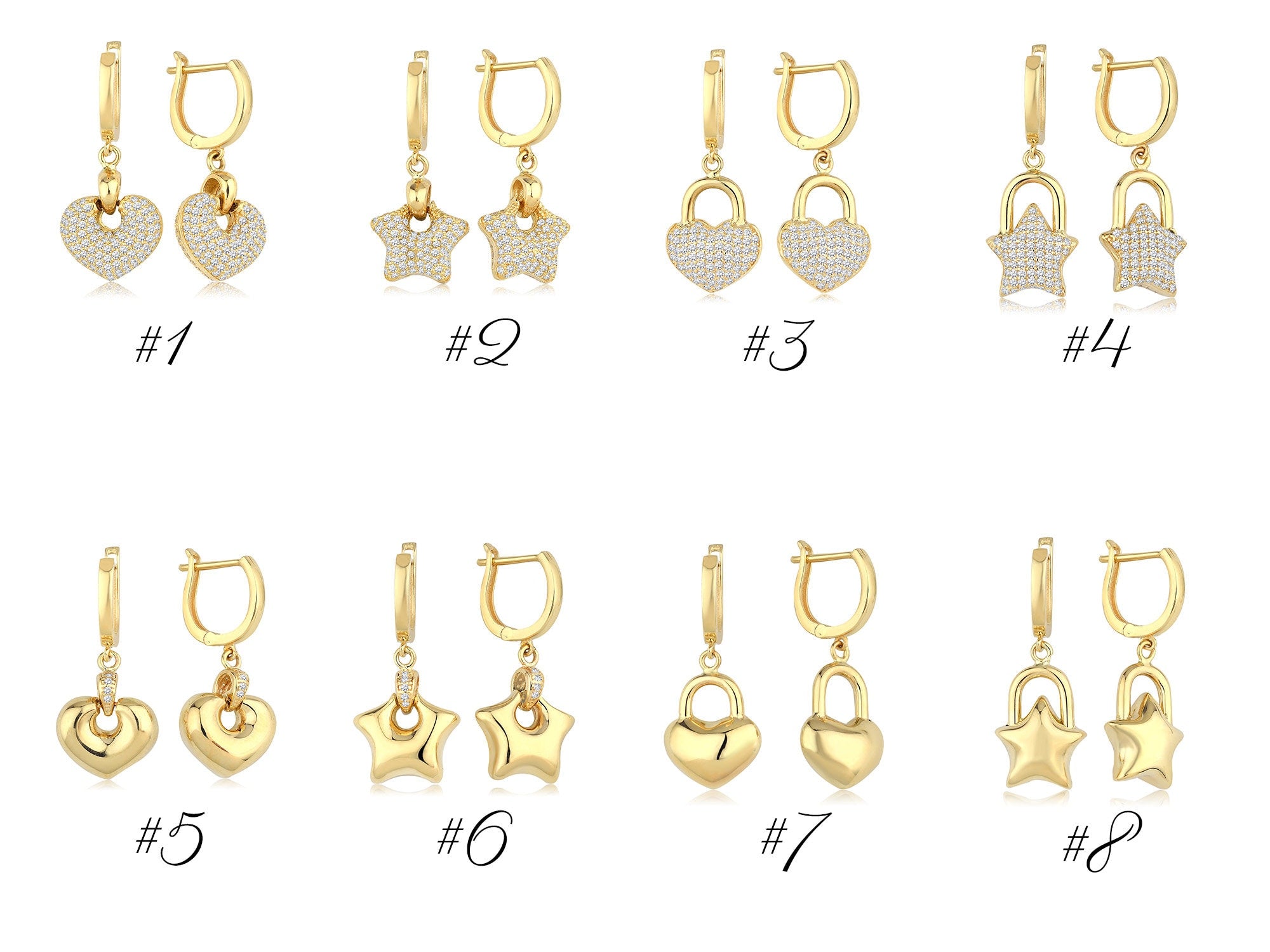 14k Gold | Heart Padlock  Dangle Earrings