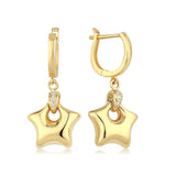 14k Gold | Puffy Star Dangle Earrings