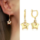 14k Gold | Puffy Star Dangle Earrings