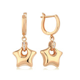 14k Gold | Puffy Star Dangle Earrings
