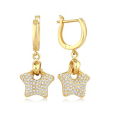 14k Gold | Puffy Star Dangle Earrings