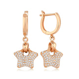 14k Gold | Puffy Star Dangle Earrings