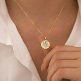 14k Gold | Zodiac Rotating Disc Diamond Necklace
