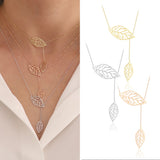 14k Gold | Double Leaf  Necklace