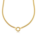 14k Gold | 3mm•4mm•5mm Herringbone Chain Necklace with Sailor Clasp and Charm