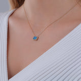 14k Gold | Aquamarine Baguette Cut Necklace