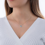 14k Gold | Aquamarine Baguette Cut Necklace