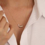 14k Gold | Cubic Zirconia Leaf Necklace
