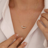 14k Gold | Cubic Zirconia Leaf Necklace