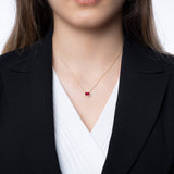 14k Gold | Red Ruby Baguette Cut Necklace