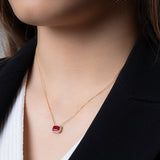 14k Gold | Red Ruby Baguette Cut Necklace