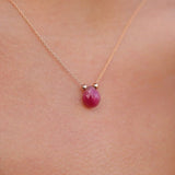 14k Gold | Minimal Teardrop Ruby Necklace