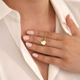 14k Gold | Beaded Flat Heart Necklace