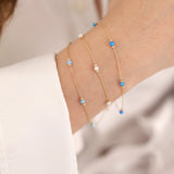 14k Gold | Light Blue Opal Bracelet