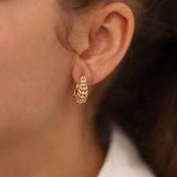 14k Gold | Lozenged Rhombus Dome Earrings