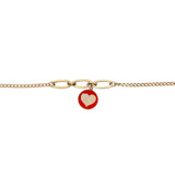 14k Gold | Red Heart Curb Chain & Paperclip Link Bracelet