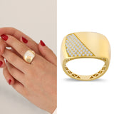 14k Gold | Chunky Rectangular Dome Ring