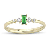 14k Gold | Baguette Cut Red Ruby with Diamond Ring