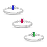 14k Gold | Baguette Cut Red Ruby with Diamond Ring