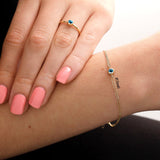 14k Gold | Double Sided Evil Eye Bracelet