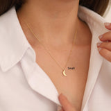 14k Gold | 3D Crescent Moon Necklace