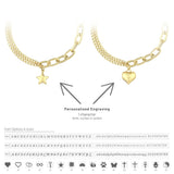 14k Gold | Paperclip & Double Curb Chain Bracelet with Heart Charm