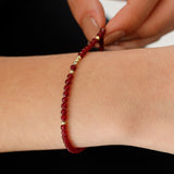 14k Gold | Red Jade Eternity Beaded Bracelet