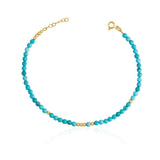 14k Gold | Turquoise Eternity Beaded Bracelet