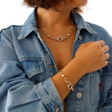 14k Gold | Circle Link Multicolored Chain Necklace