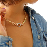14k Gold | Circle Link Multicolored Chain Necklace