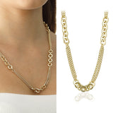 14k Gold | Double Curb Chain Circle Link Necklace