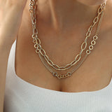 14k Gold | Double Curb Chain Circle Link Necklace