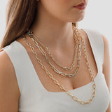 14k Gold | Double Curb Chain Circle Link Necklace