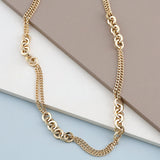 14k Gold | Double Curb Chain Circle Link Necklace