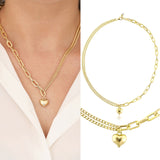 14K Gold | Paperclip & Double Curb Chain Necklace