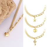 14K Gold | Paperclip & Double Curb Chain Necklace