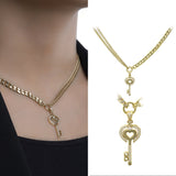 14k Gold | Chunky Two Strain Curb Chain Necklace with Charm