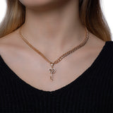 14k Gold | Chunky Two Strain Curb Chain Necklace with Charm