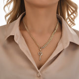 14k Gold | Chunky Two Strain Curb Chain Necklace with Charm