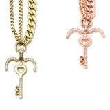 14k Gold | Chunky Two Strain Curb Chain Necklace with Charm