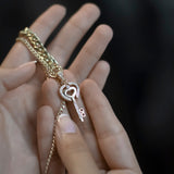 14k Gold | Chunky Two Strain Curb Chain Necklace with Charm