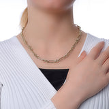 14k Gold | Round Stacking Paperclip and Cricle Pattern Chain Necklace